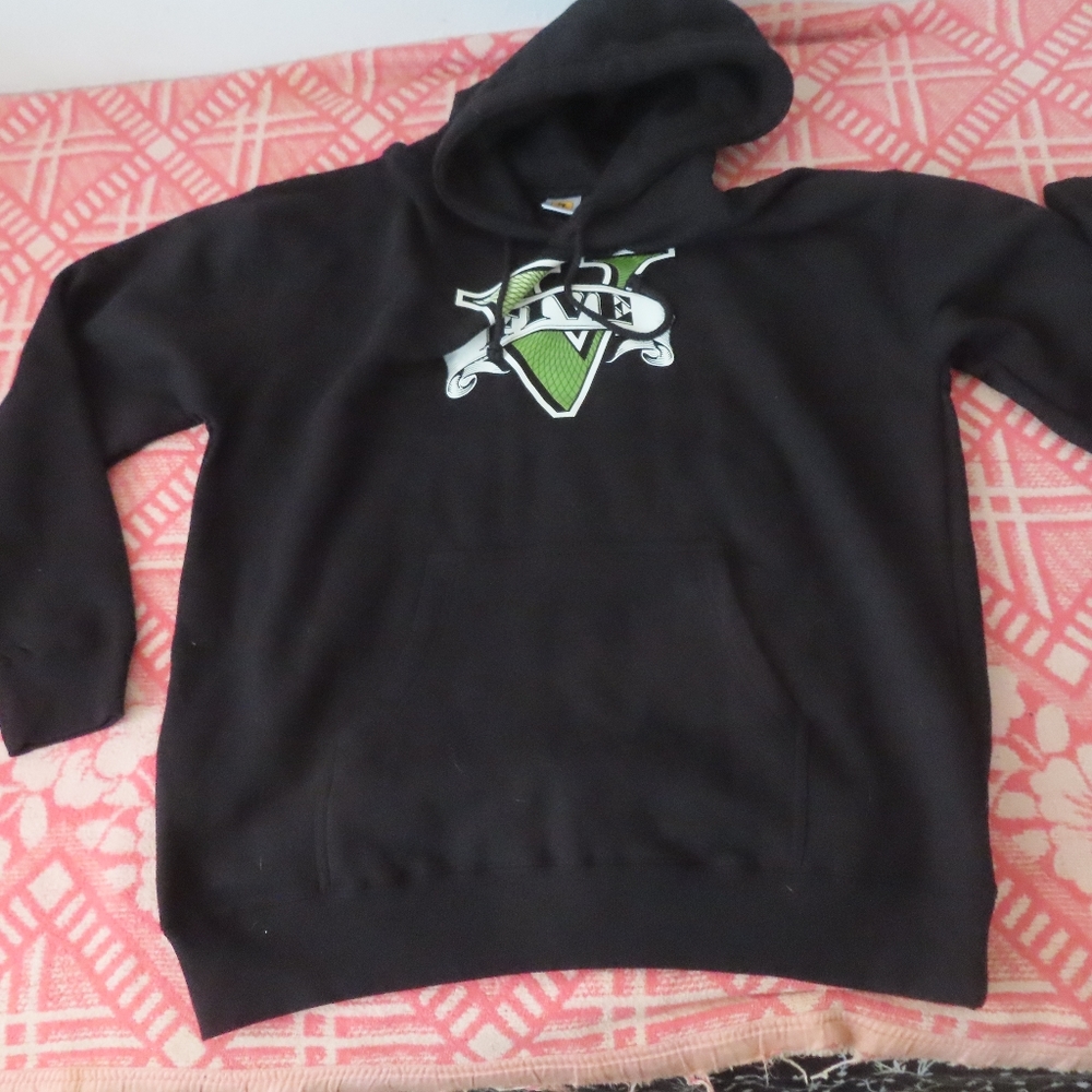 ROCKSTAR Games Grand Theft Auto V FIVE 1998 Black HOODIE XL Sweat Hoodie GTAV